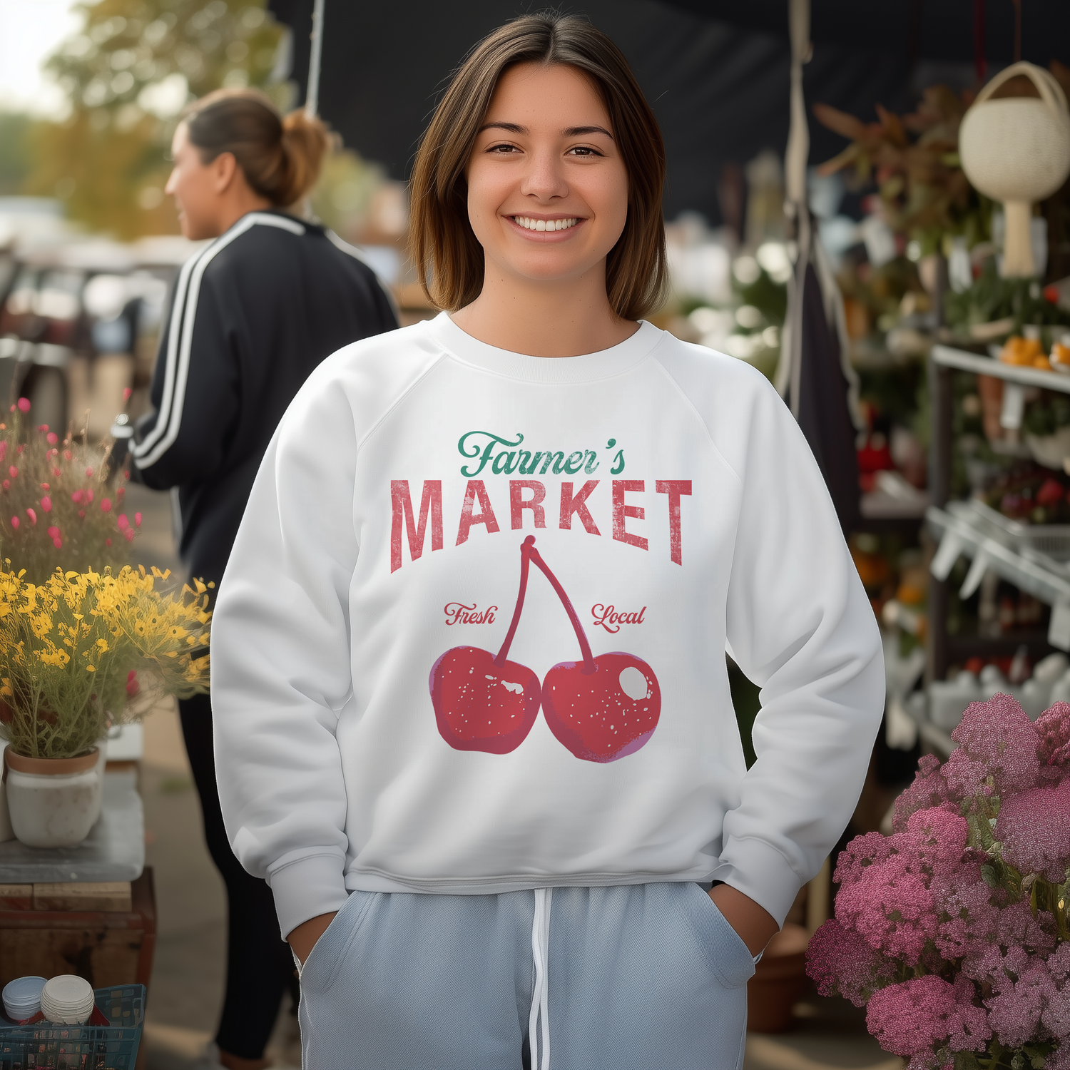 Farmer's Market- Shop Local Terry Crew Neck Light Sweater