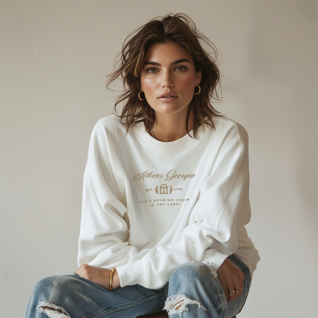 Athens Georgia Gold Embroidered Crewneck Sweatshirt