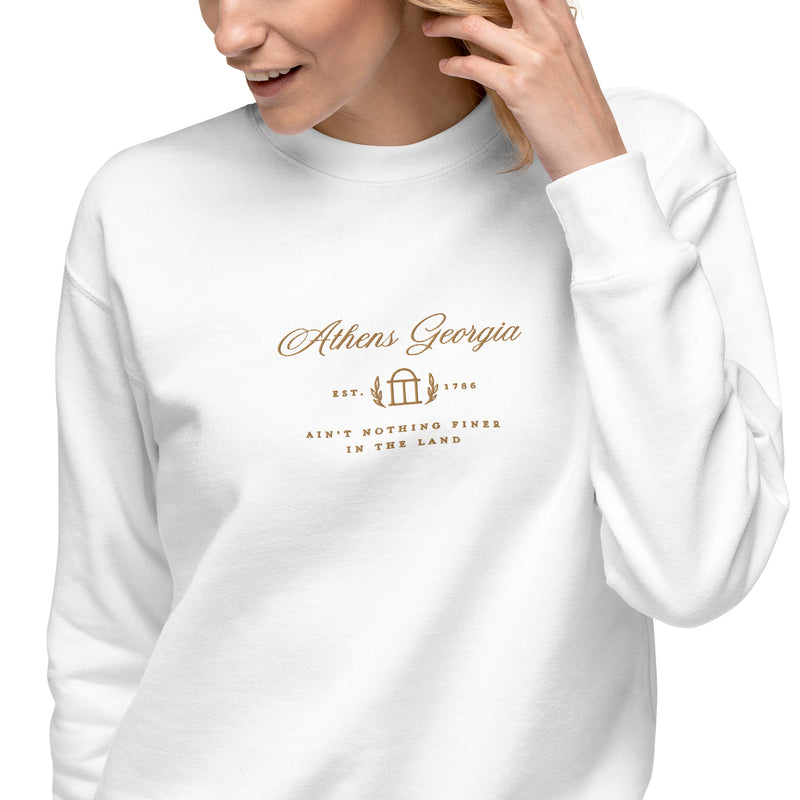 Athens Georgia Gold Embroidered Crewneck Sweatshirt